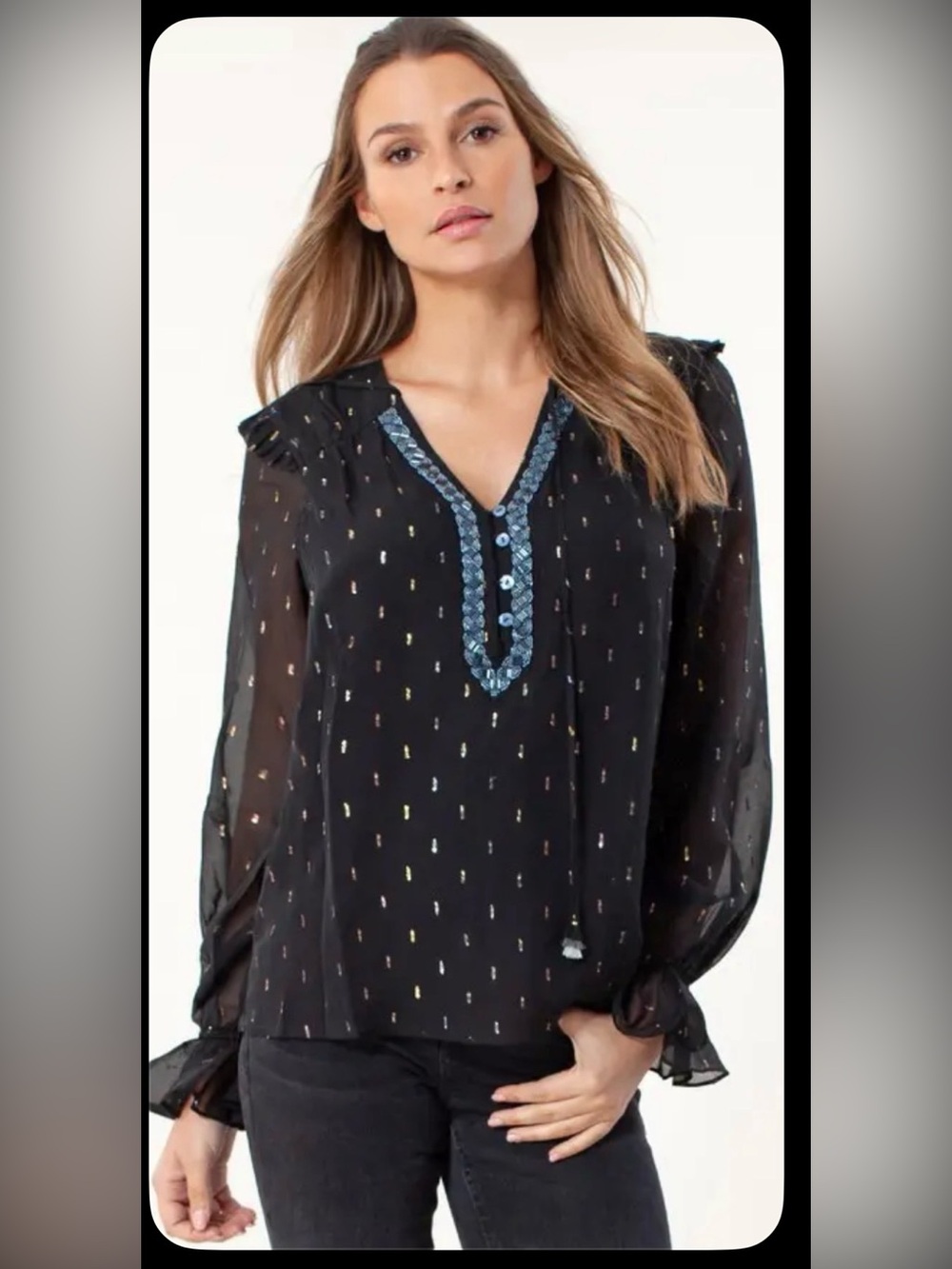 Hale bob Petra Lurex Beaded Top. Size S. Pre Owned Excellent Cond. MSRP $312